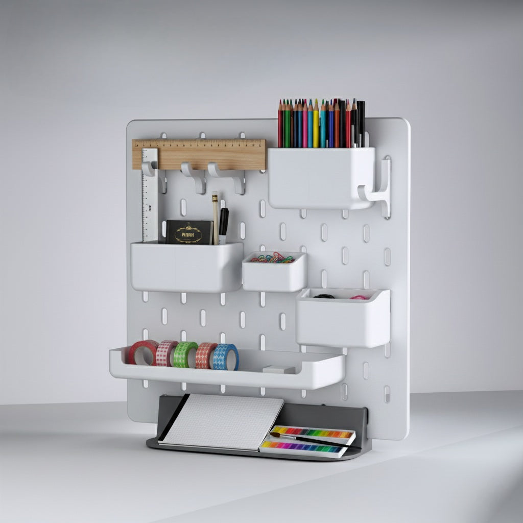 Modular Pegboard Organizer with Stand – Premium Skadis System for Workspace Setup Decstuff
