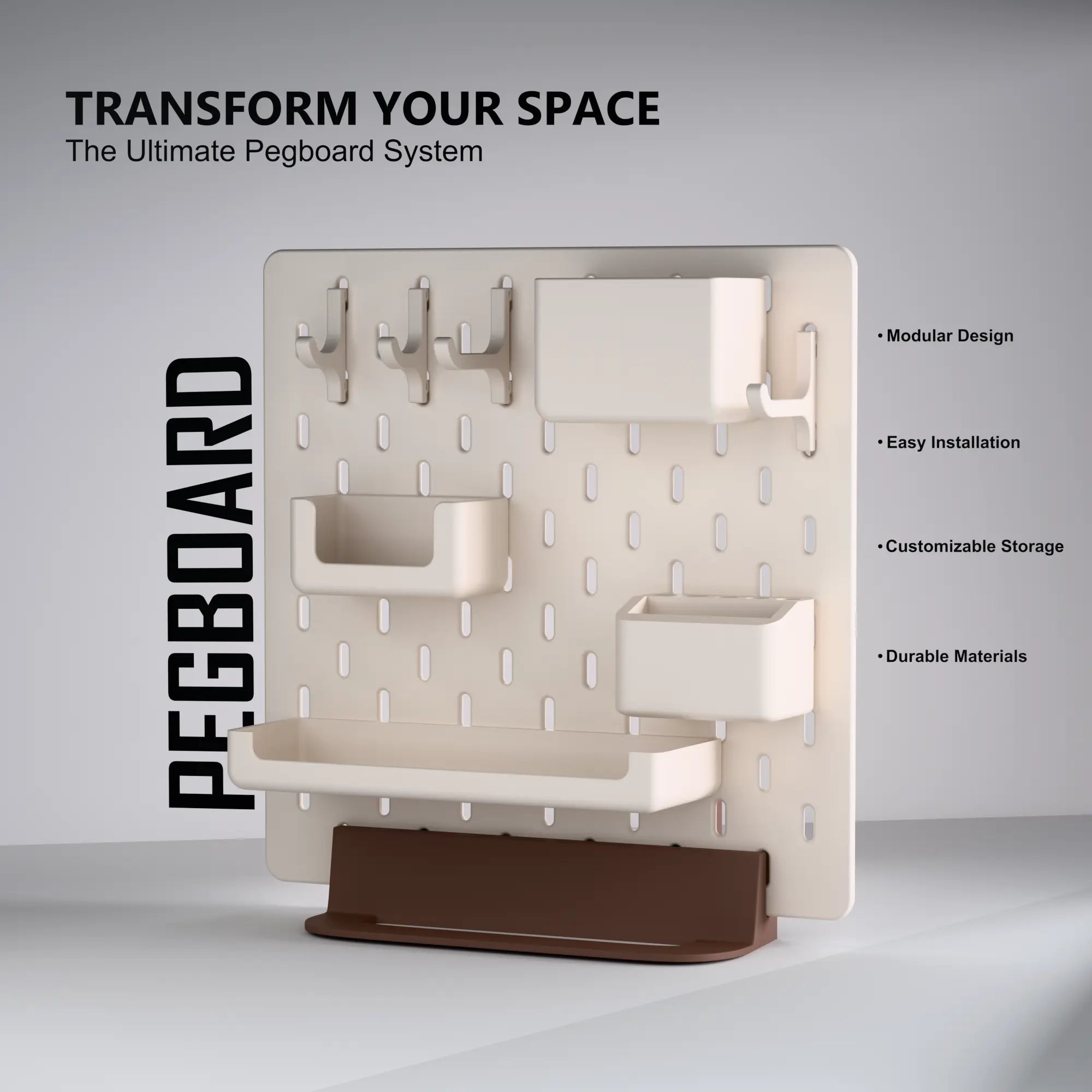 Modular Pegboard Organizer with Stand – Premium Skadis System for Workspace Setup Decstuff