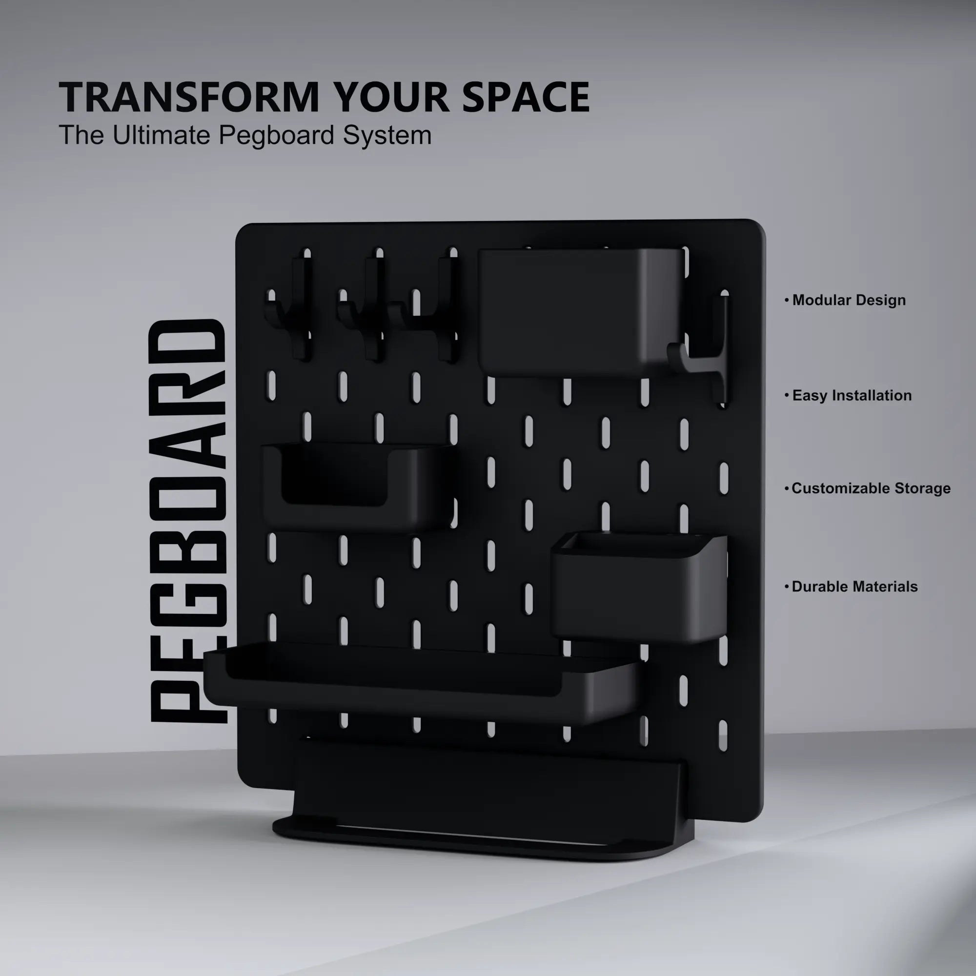 Modular Pegboard Organizer with Stand – Premium Skadis System for Workspace Setup Decstuff