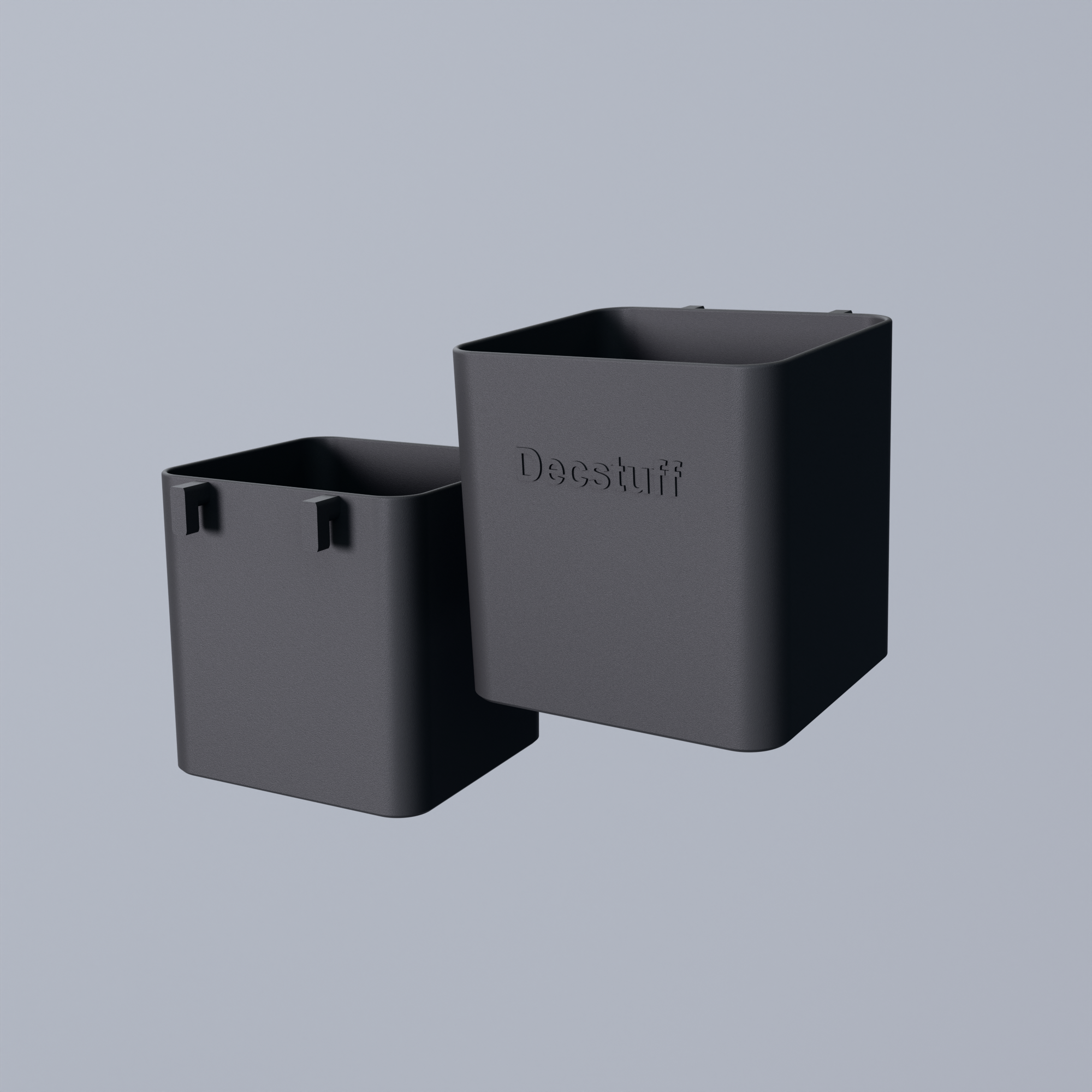 3D Printed 80mm container compatible with skadis pegboard Decstuff