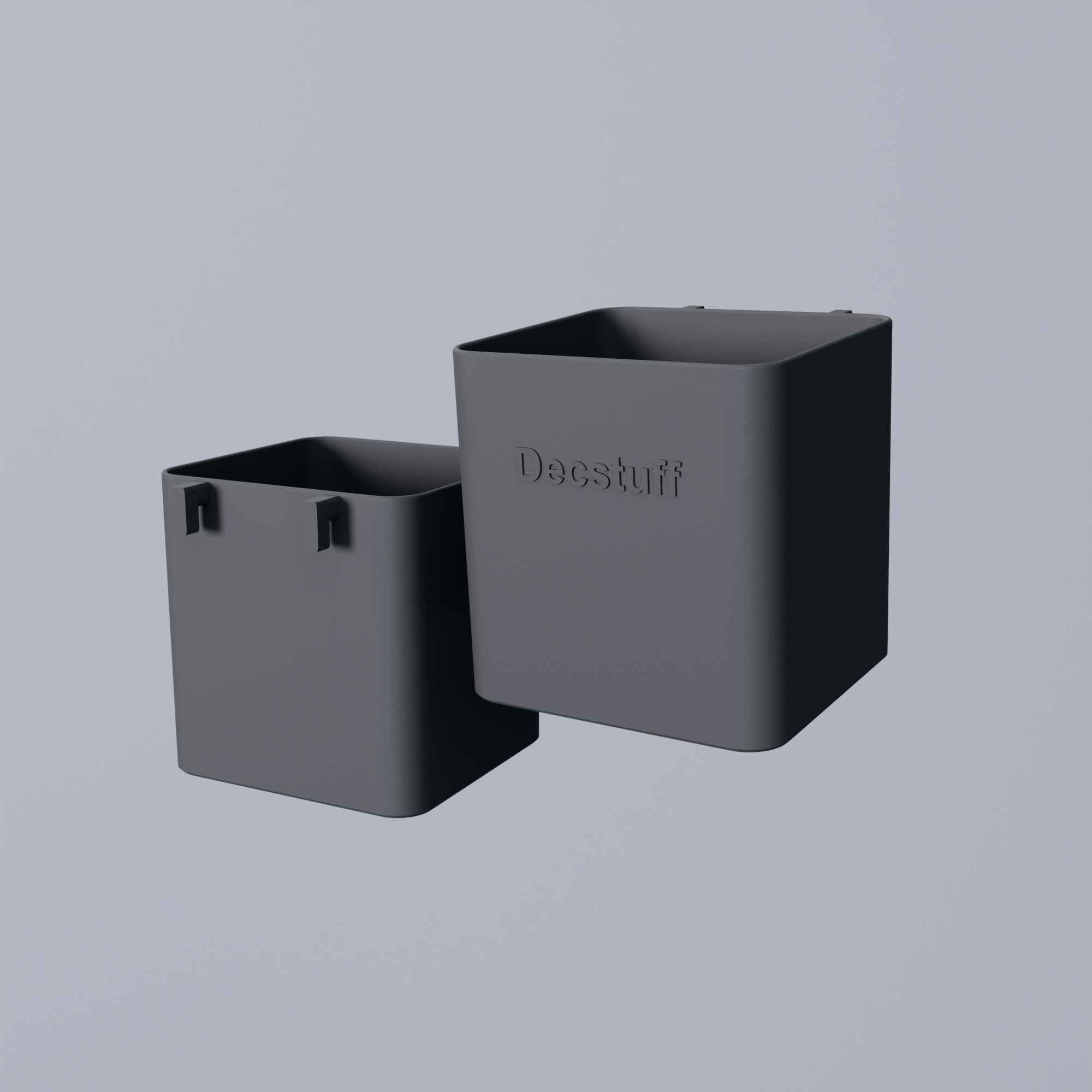 3D Printed 80mm container compatible with skadis pegboard Decstuff