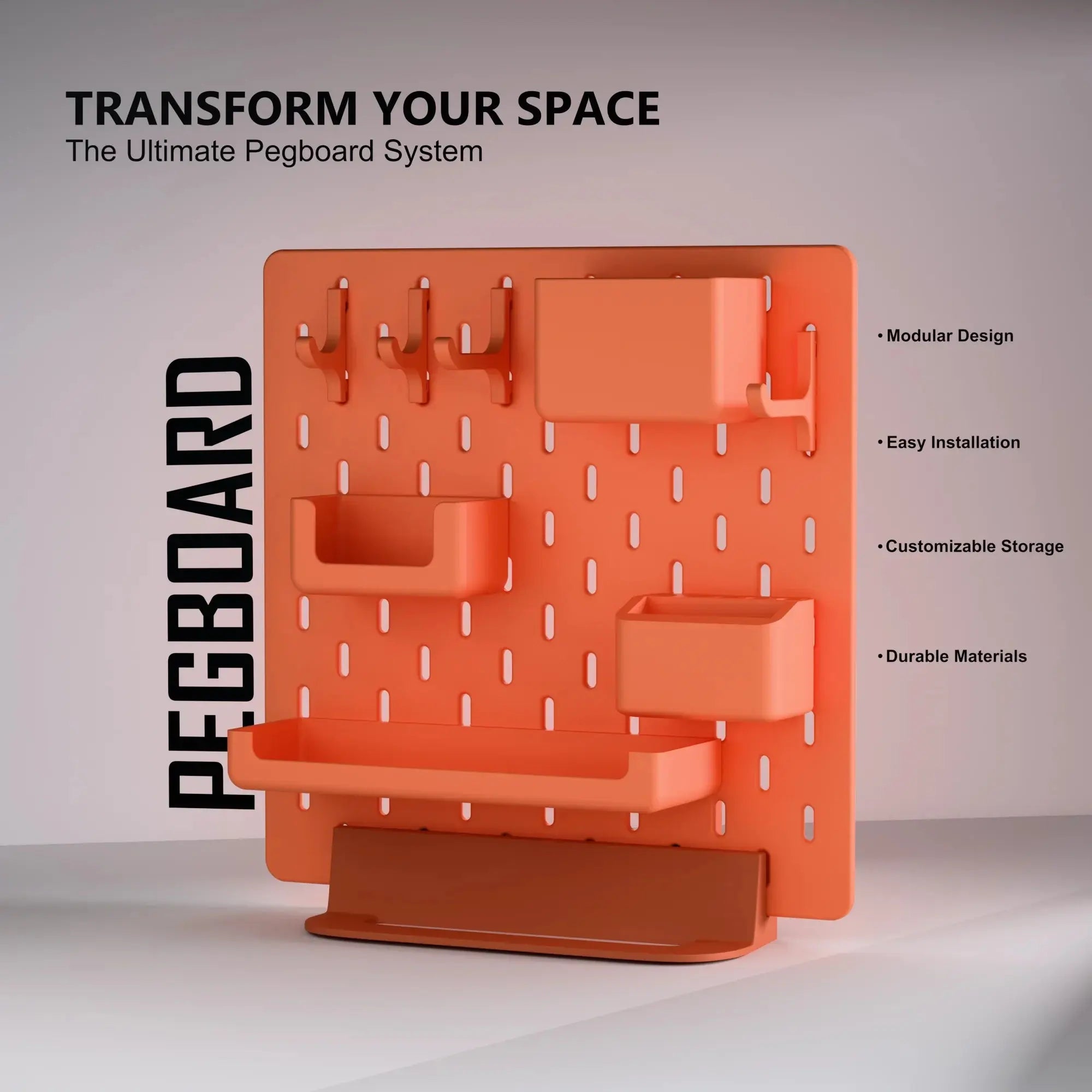 Modular Pegboard Organizer with Stand – Premium Skadis System for Workspace Setup Decstuff