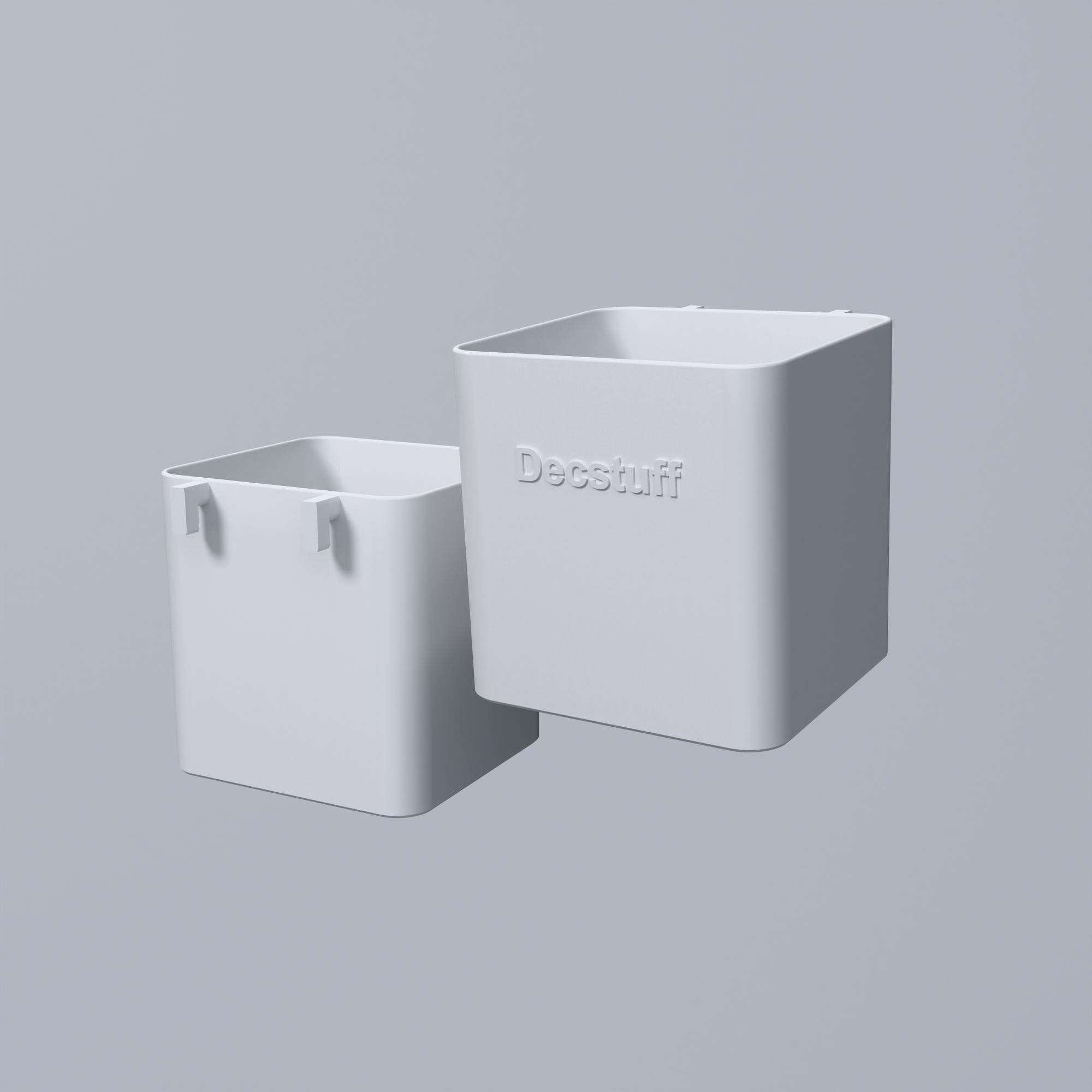 3D Printed 80mm container compatible with skadis pegboard Decstuff