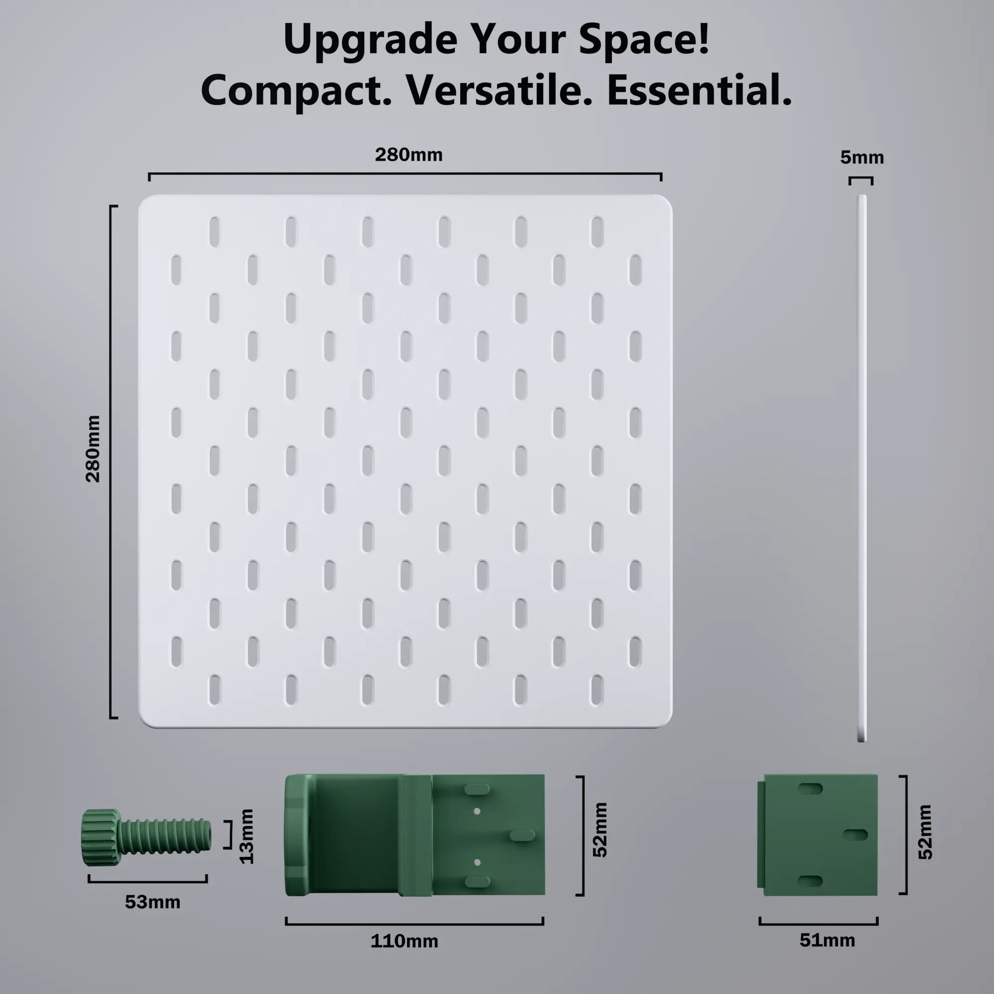 Skadis Pegboard Desk Mount Workspace Organizer, 3D printed premium Pegboard Panel with Adjustable Clamp Decstuff