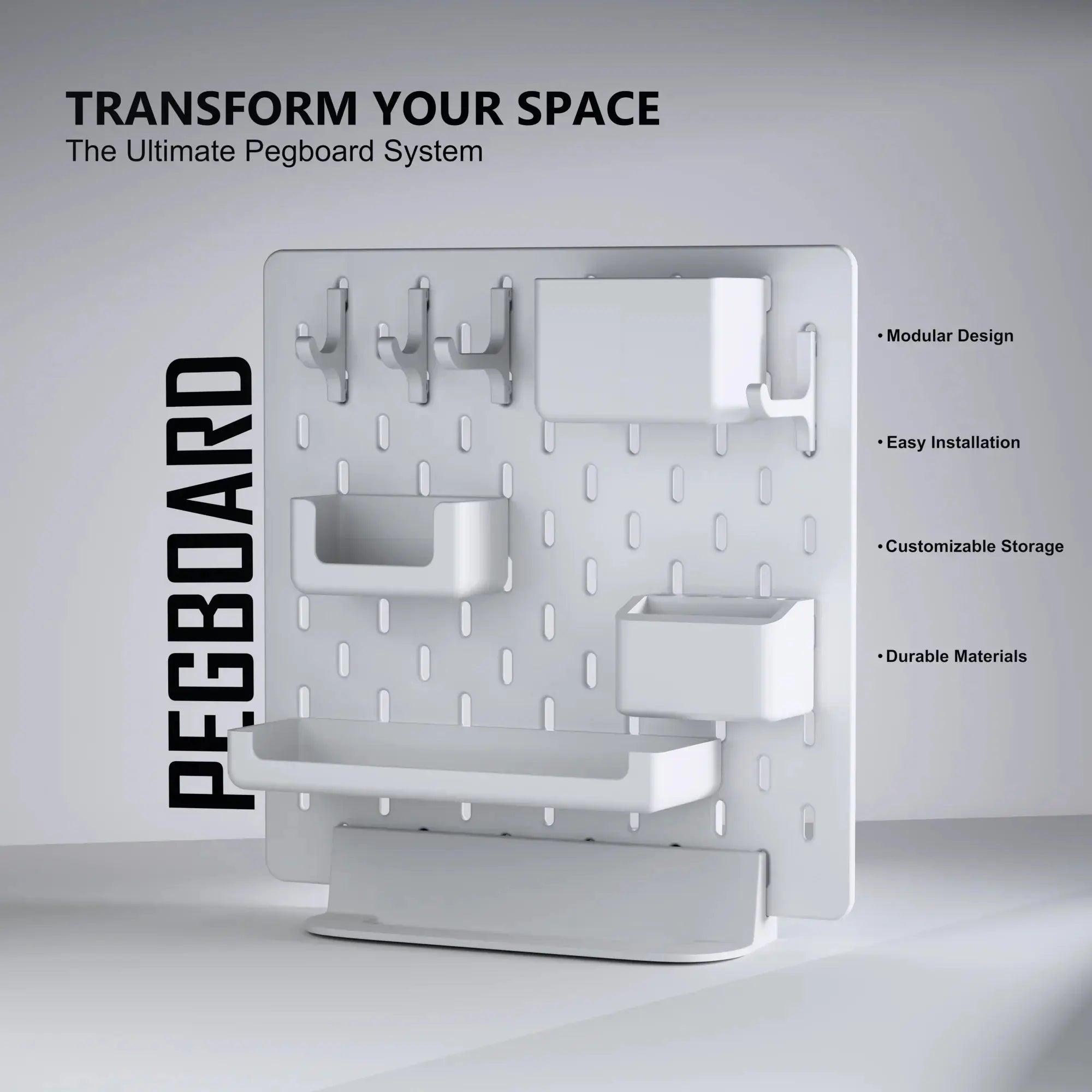 Modular Pegboard Organizer with Stand – Premium Skadis System for Workspace Setup Decstuff