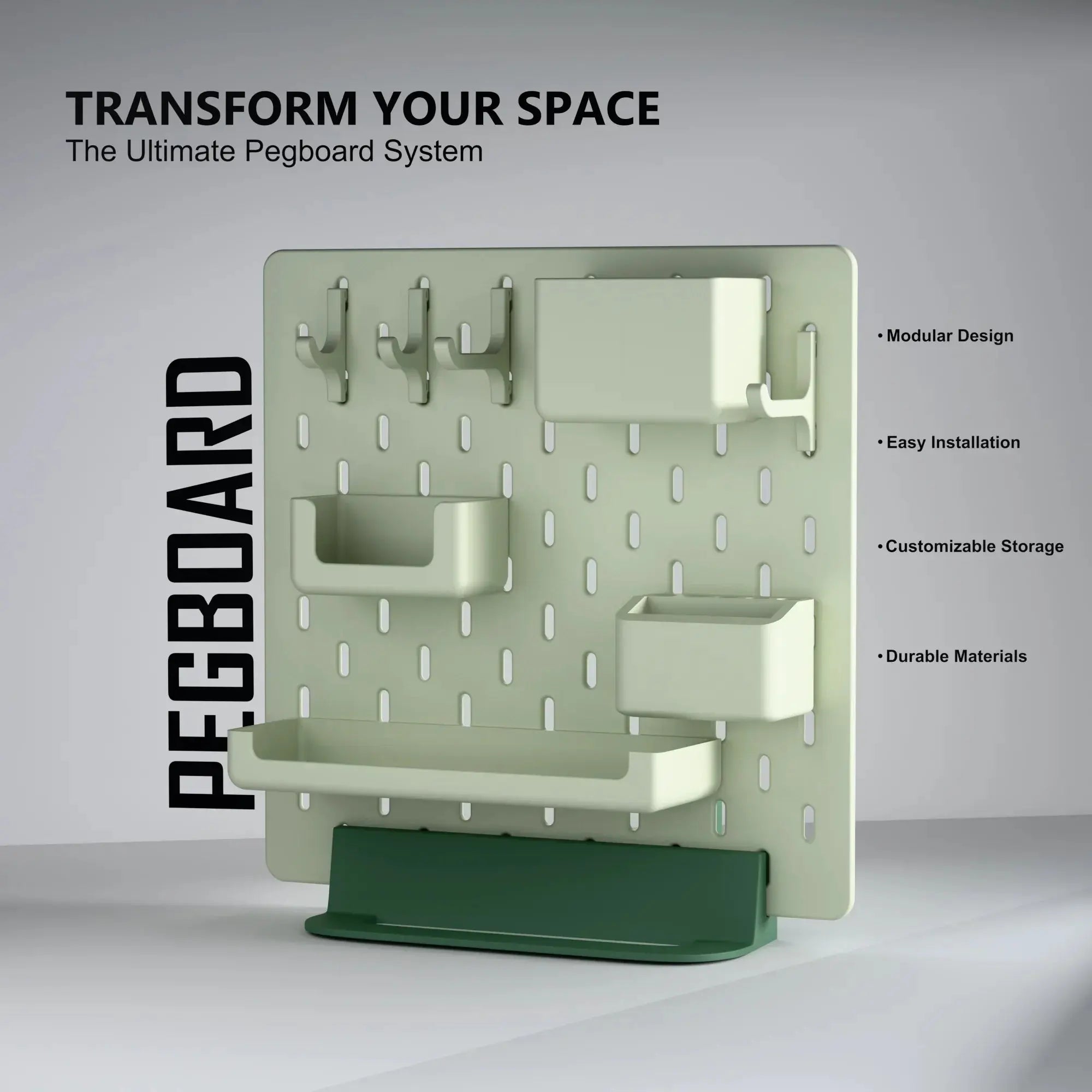 Modular Pegboard Organizer with Stand – Premium Skadis System for Workspace Setup Decstuff