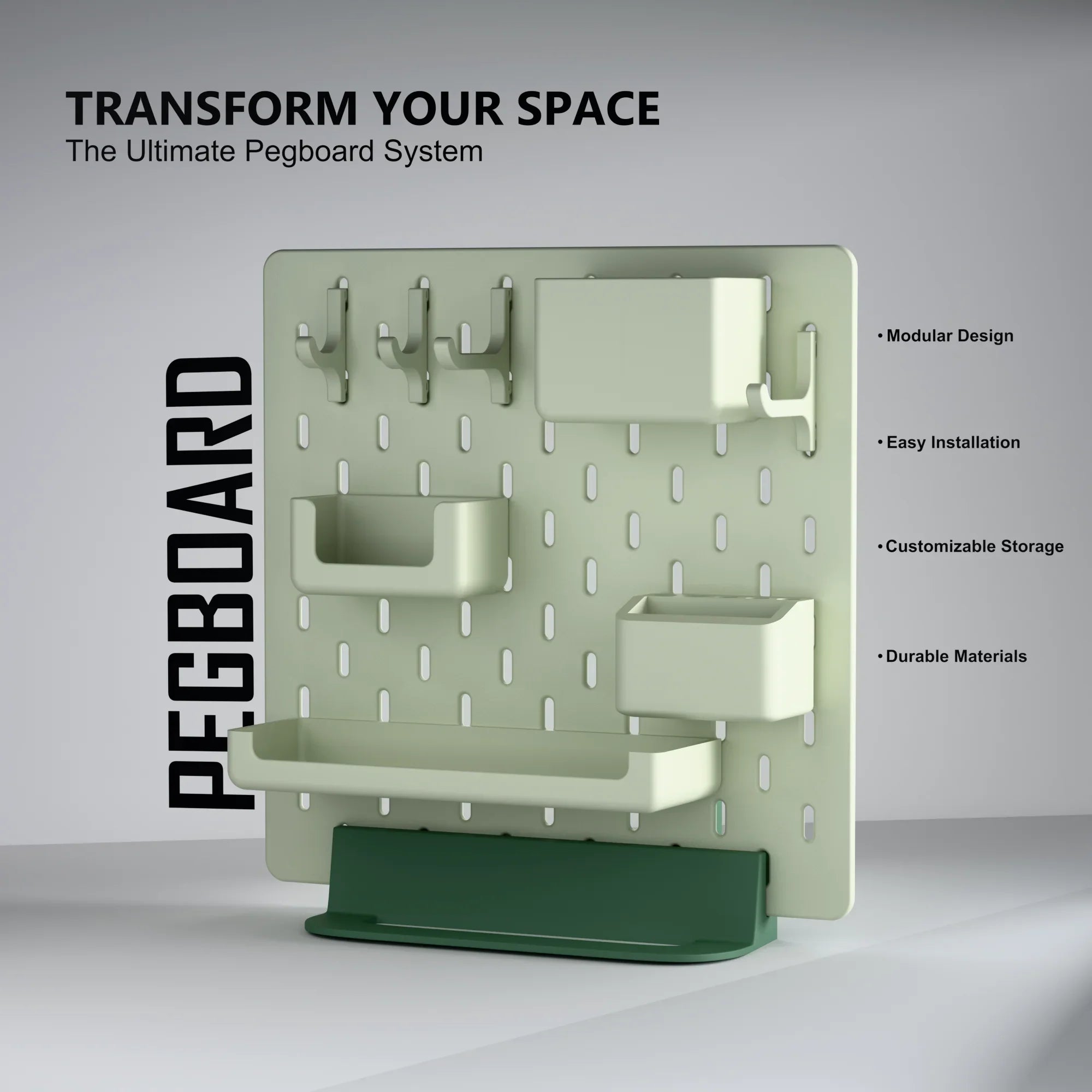 Modular 3D Printed Desk Pegboard Organizer with Stand – Premium Skedis System for Workspace Setup